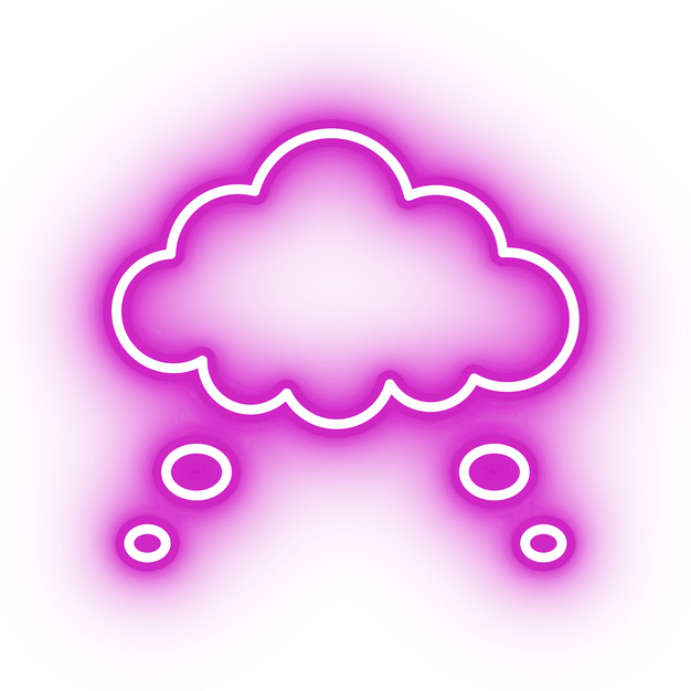 Neon pink thought bubble icon